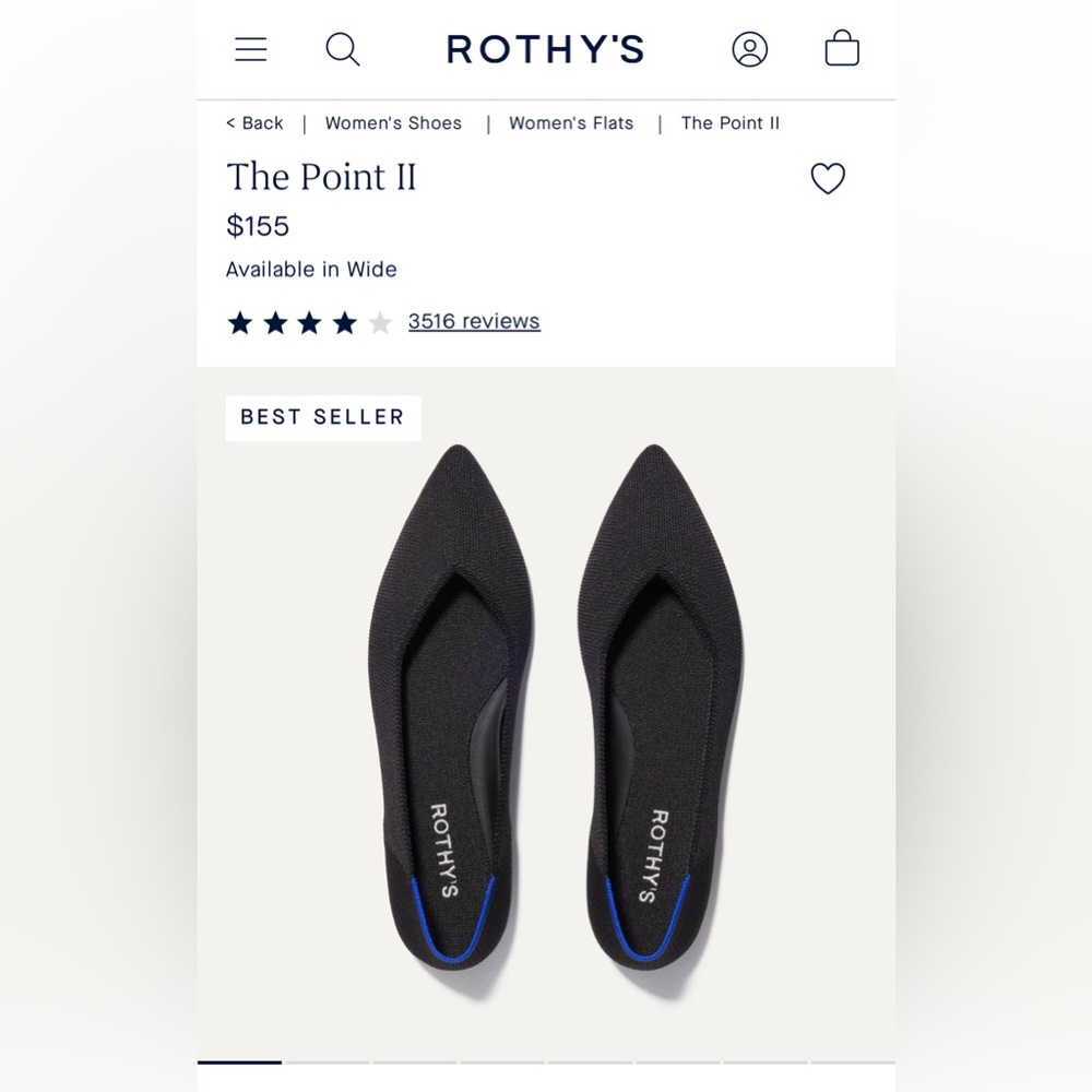 Rothy's Women's Black Pointed Flats